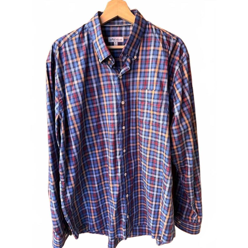 Men’s Peter Millar Plaid Shirt Sz XL Cotton